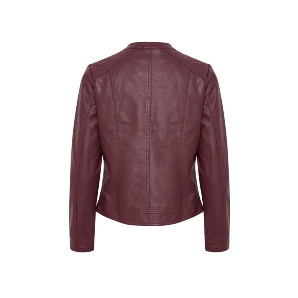 B. Young Faux Wine-Coloured Faux Leather Jacket - Picture 3 of 6